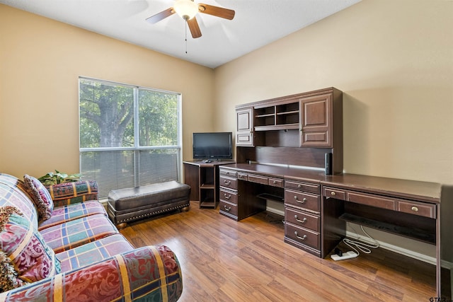 1737 Bearwood Ln, Tyler, TX 75703 - office space with ceiling fan and light wood-type flooring