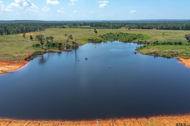 birds eye view of property with a rural view and a water view