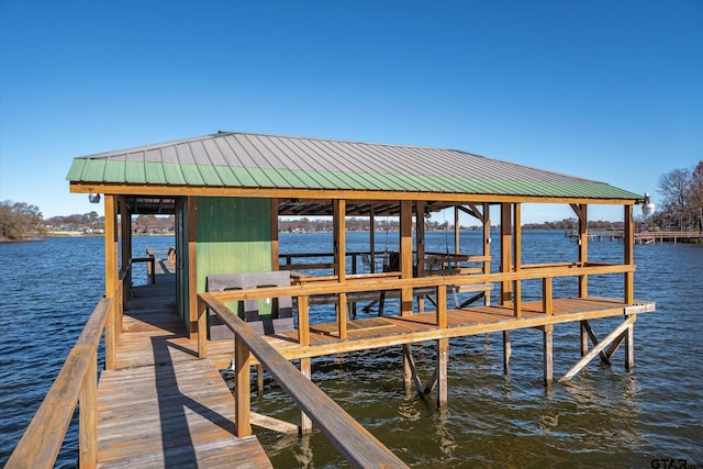 view of dock featuring a water view