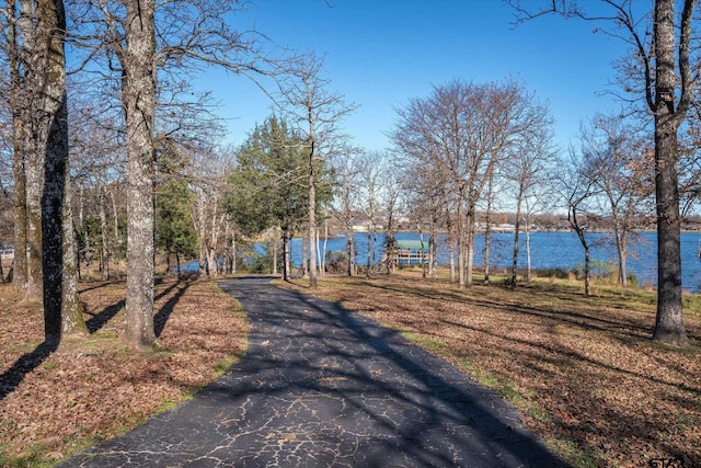 exterior space with a water view