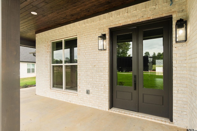 doorway to property with french doors