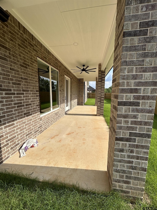 view of patio / terrace with a ceiling fan