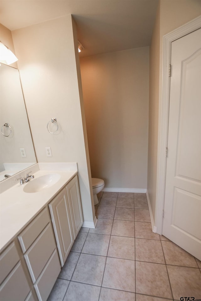 bathroom with tile patterned floors, vanity, and toilet