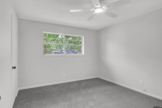517 Ronnette Dr, Tyler, TX 75703 - spare room with carpet, a textured ceiling, a ceiling fan, and baseboards