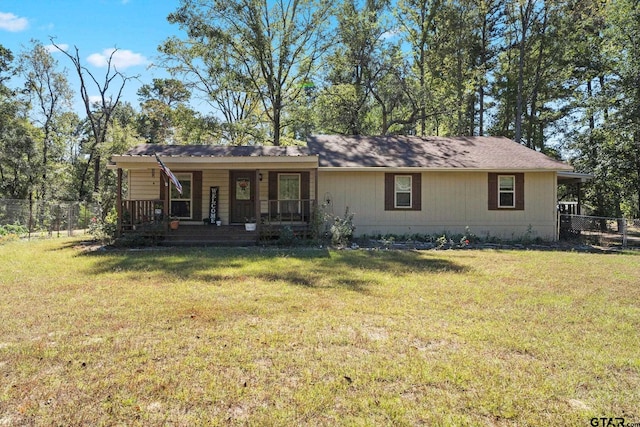 view of front of house with a front lawn and a porch