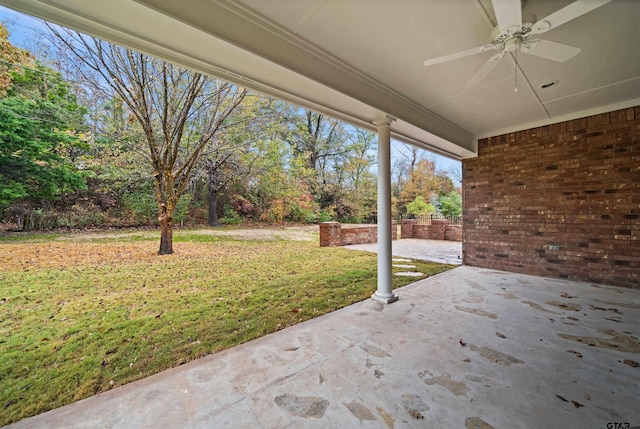 view of patio / terrace featuring ceiling fan