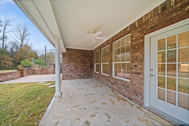 view of patio / terrace featuring ceiling fan