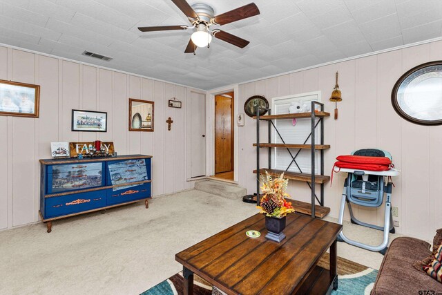 552 W State Highway 7, Crockett, TX 75835 - carpeted living room with a ceiling fan