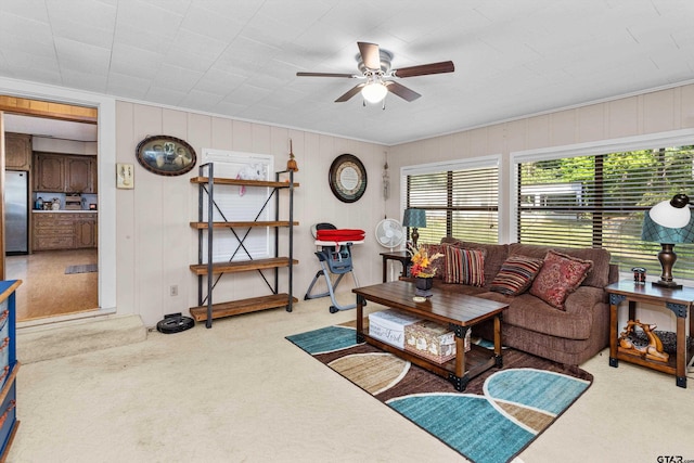 552 W State Highway 7, Crockett, TX 75835 - carpeted living room featuring ceiling fan and crown molding