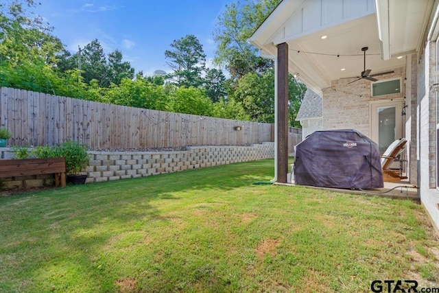 4188 Palo Pinto Creek Cir, Tyler, TX 75703 - fenced backyard with a ceiling fan