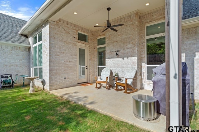 4188 Palo Pinto Creek Cir, Tyler, TX 75703 - view of patio featuring a ceiling fan and a grill