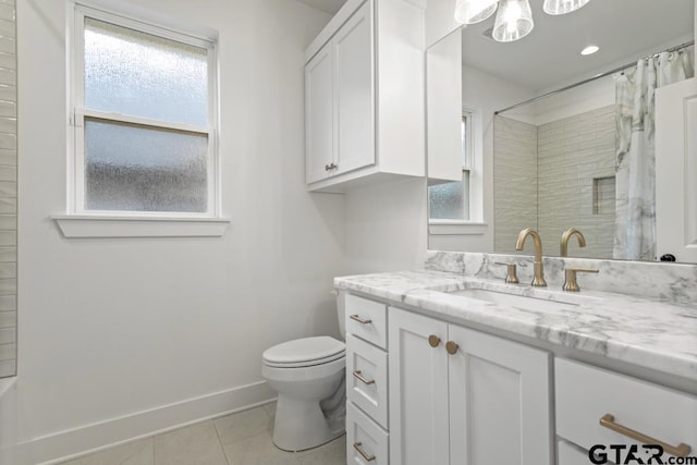 4188 Palo Pinto Creek Cir, Tyler, TX 75703 - bathroom with vanity, healthy amount of natural light, tile patterned floors, and a shower with shower curtain