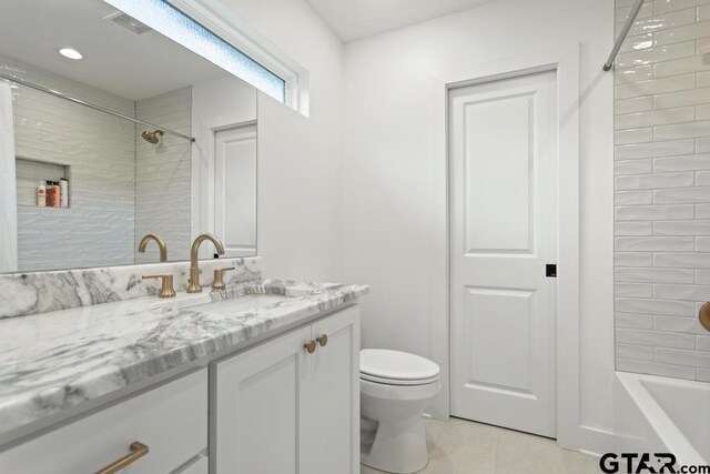 4188 Palo Pinto Creek Cir, Tyler, TX 75703 - bathroom featuring vanity, tile patterned floors, shower / washtub combination, and recessed lighting