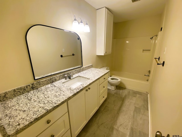 full bathroom with vanity, toilet, and tub / shower combination