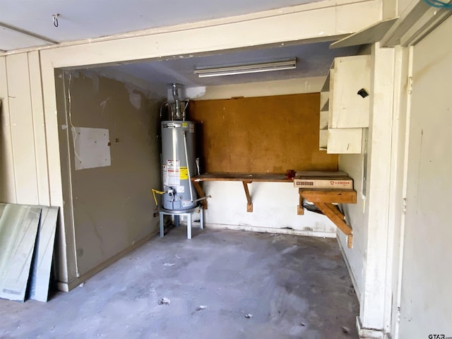 basement featuring gas water heater