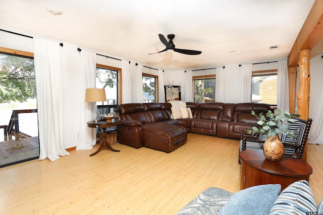 306 Lake Dr, Mount Vernon, TX 75457 - living room featuring wood finished floors and a ceiling fan
