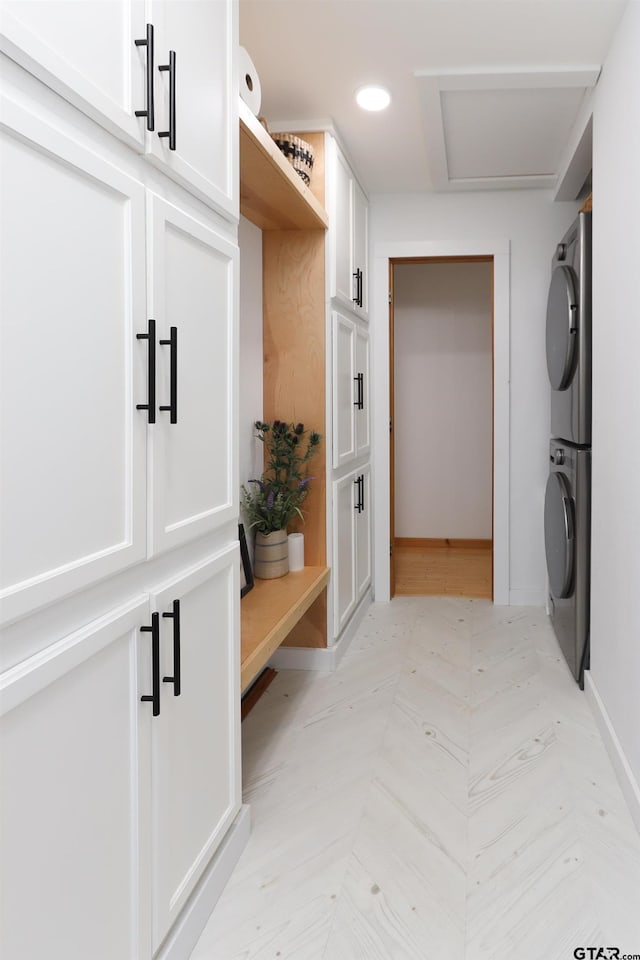 306 Lake Dr, Mount Vernon, TX 75457 - mudroom featuring estacked washer and dryer and recessed lighting