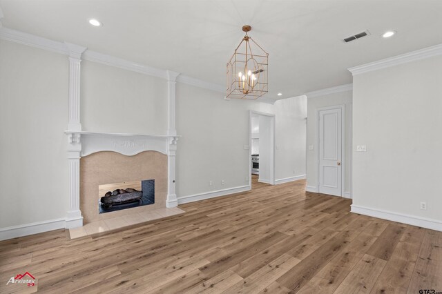 6309 Gleneagles, Tyler, TX 75703 - unfurnished living room with crown molding, recessed lighting, baseboards, visible vents, and wood finished floors