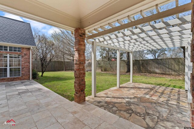 6309 Gleneagles, Tyler, TX 75703 - view of patio / terrace with a fenced backyard and a pergola