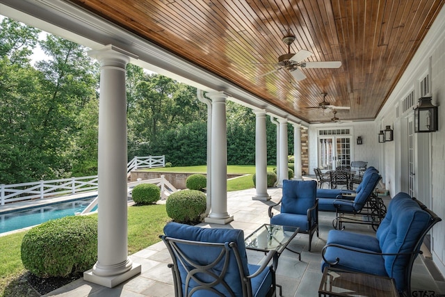 1920 Stonegate Blvd, Tyler, TX 75703 - view of patio featuring ceiling fan and an outdoor pool