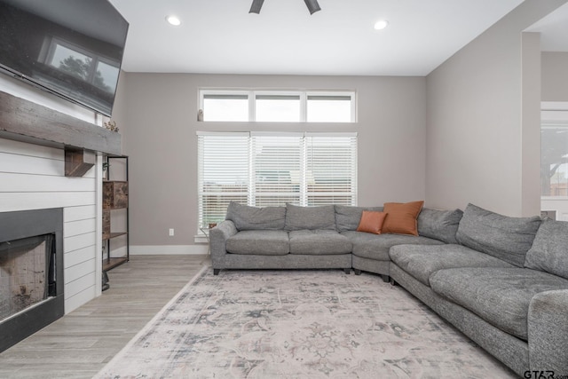 15365 Spring Oaks Dr, Lindale, TX 75771 - living room with wood finished floors, recessed lighting, and a large fireplace