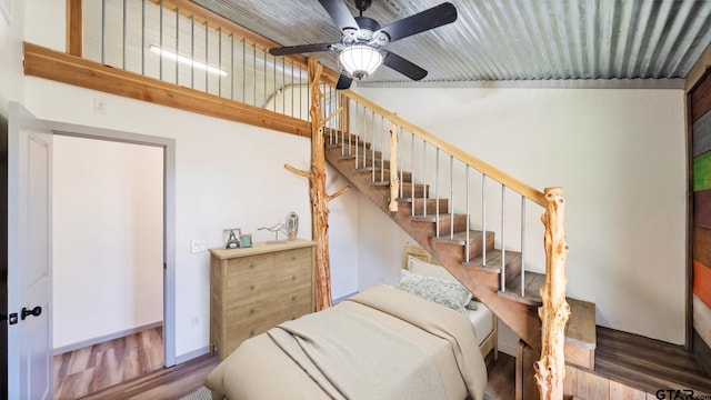 interior space featuring hardwood / wood-style flooring and ceiling fan