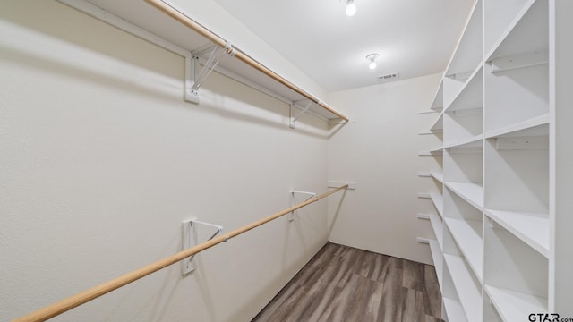 walk in closet featuring wood-type flooring