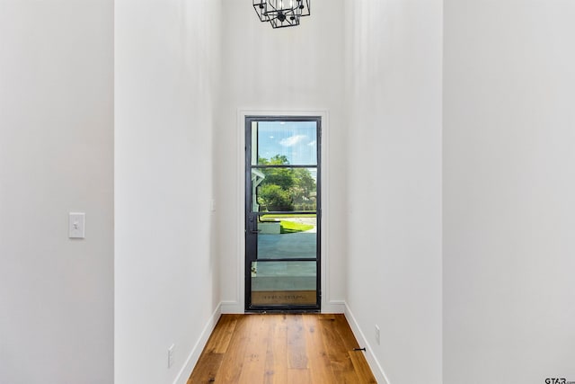 doorway to outside featuring hardwood / wood-style floors