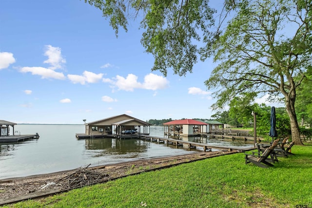 17044 Deer Run Dr, Bullard, TX 75757 - dock with a water view, a lawn, and boat lift