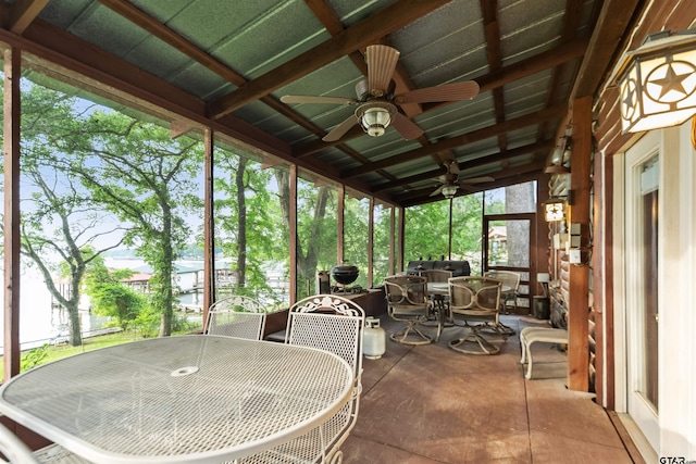 17044 Deer Run Dr, Bullard, TX 75757 - sunroom with outdoor dining space, ceiling fan, and outdoor lounge area
