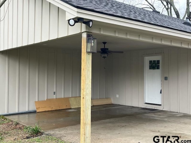 garage with a carport