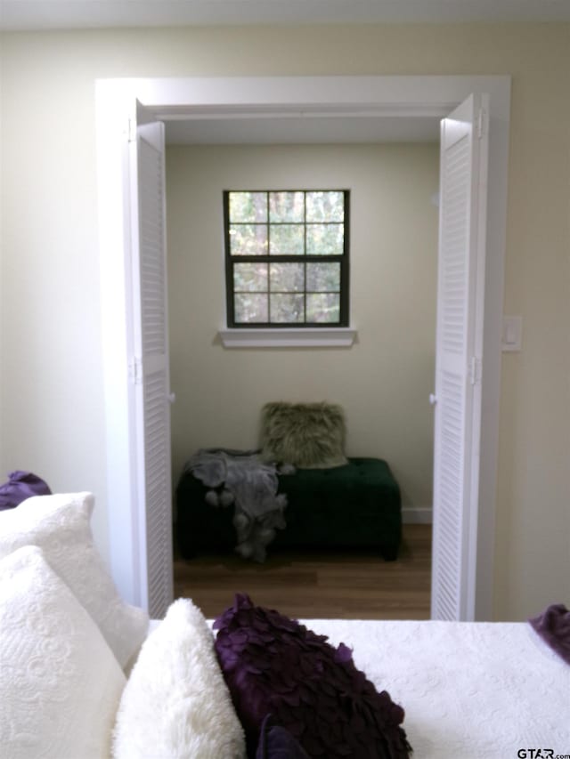 bedroom with hardwood / wood-style flooring