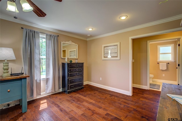 356 County Road 1439, Sulphur Springs, TX 75482 - living area with dark wood finished floors, a wealth of natural light, crown molding, and baseboards