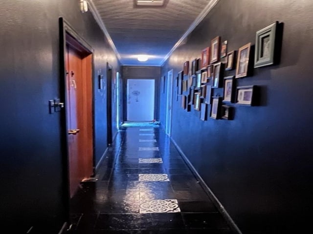 hallway with ornamental molding