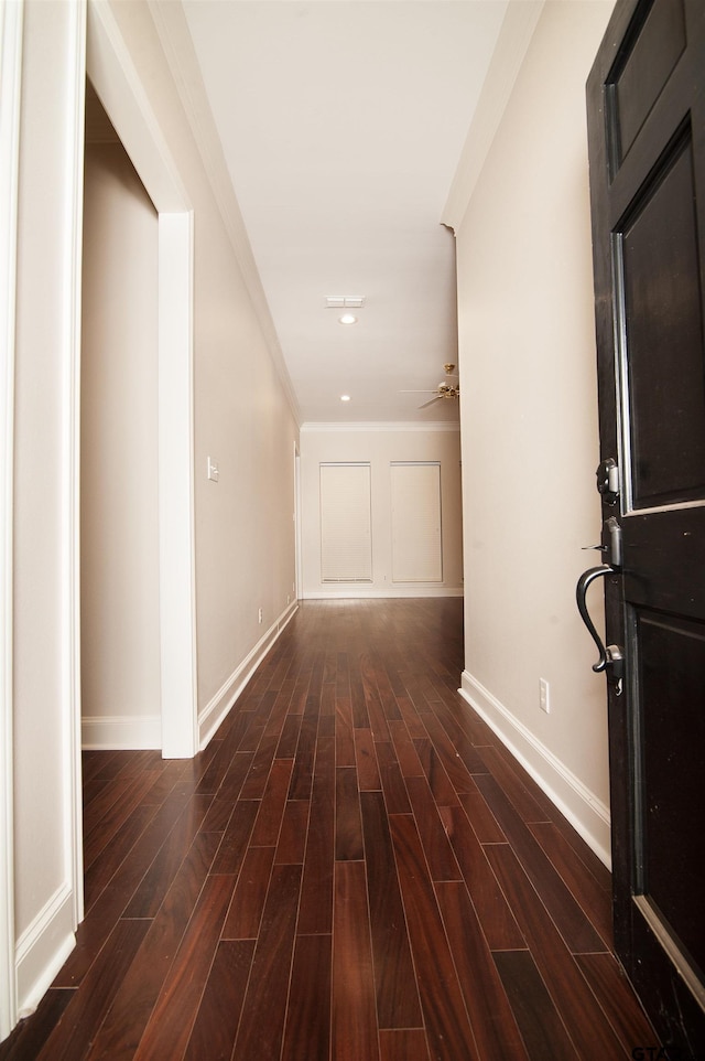 corridor featuring ornamental molding