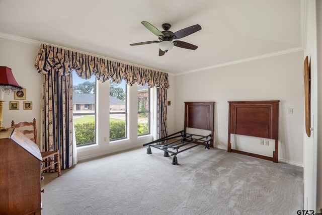215 S Bay Dr, Bullard, TX 75757 - unfurnished room featuring crown molding, carpet flooring, and a ceiling fan