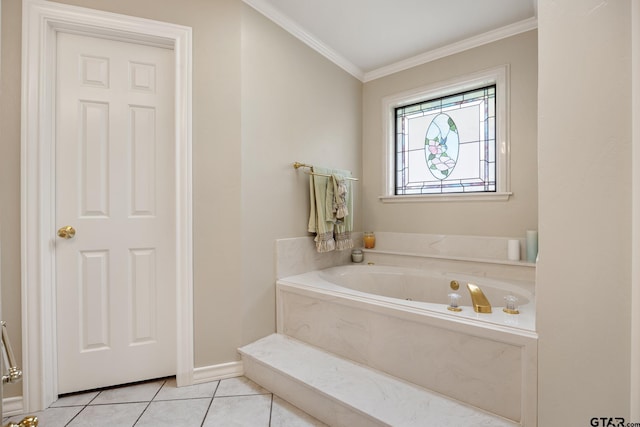 215 S Bay Dr, Bullard, TX 75757 - full bath featuring crown molding, tile patterned floors, and a bath
