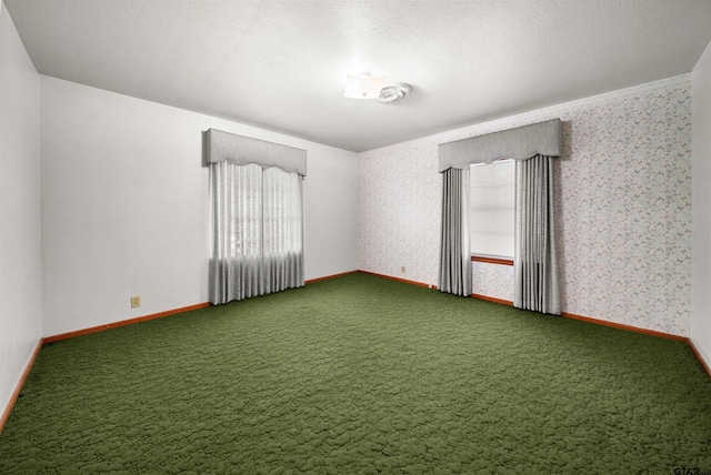 unfurnished room with carpet, a textured ceiling, and plenty of natural light