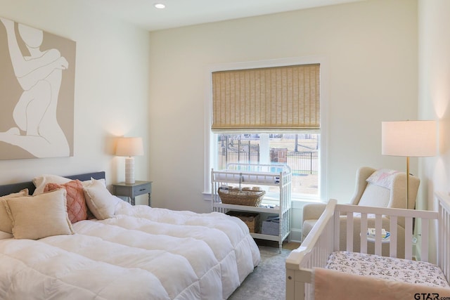 bedroom with recessed lighting