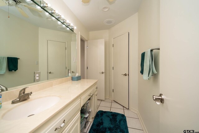 431 Gifford St, Rusk, TX 75785 - bathroom with ceiling fan, tile patterned flooring, and vanity