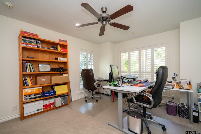 431 Gifford St, Rusk, TX 75785 - office area with ceiling fan and carpet floors