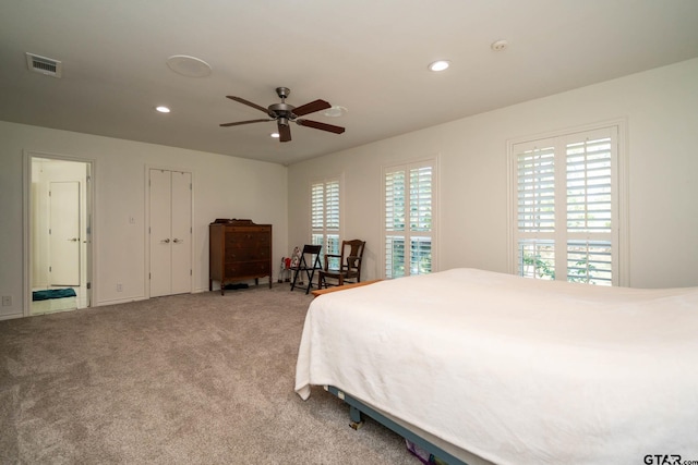 431 Gifford St, Rusk, TX 75785 - bedroom with carpet flooring, recessed lighting, and a ceiling fan