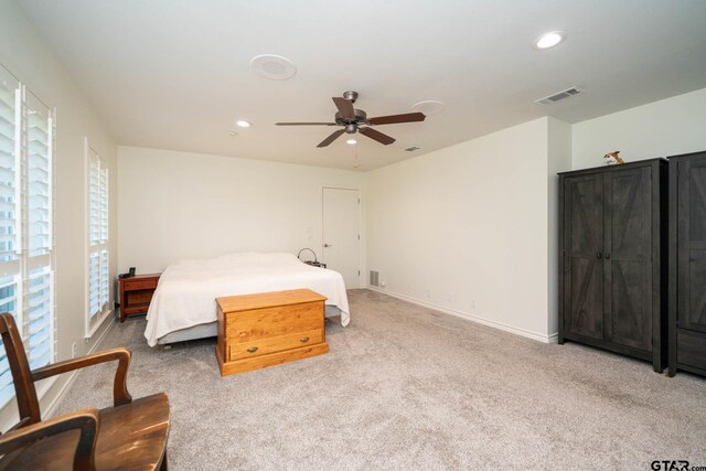 431 Gifford St, Rusk, TX 75785 - bedroom featuring carpet floors, recessed lighting, and ceiling fan