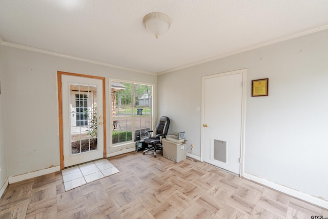102 King Henry Rd, Scroggins, TX 75480 - unfurnished office with baseboards and ornamental molding