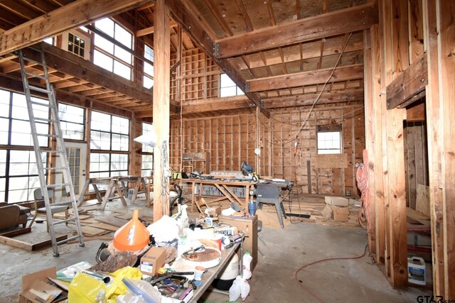 miscellaneous room featuring a wealth of natural light and a workshop area