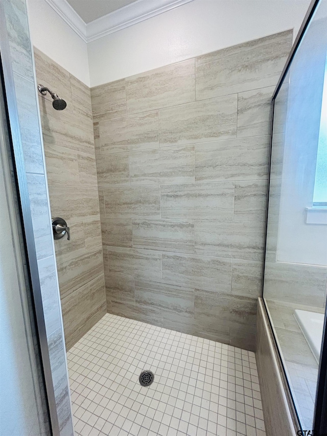 15033 High Country Acres Ln, Tyler, TX 75706 - bathroom with crown molding and a tile shower