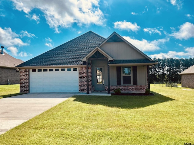 15033 High Country Acres Ln, Tyler, TX 75706 - view of front of property with brick siding, an attached garage, concrete driveway, and a front lawn
