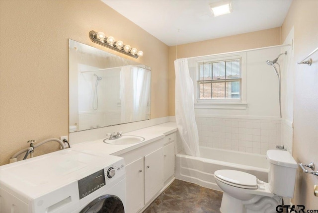 1931 S Wiley, Tyler, TX 75701 - bathroom with washer / dryer, shower / bath combo with shower curtain, and vanity