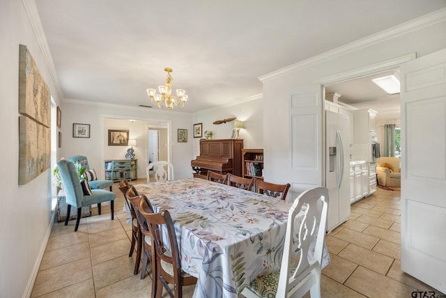 312 Savannah Dr, Tyler, TX 75703 - dining space featuring light tile patterned flooring, a chandelier, and ornamental molding