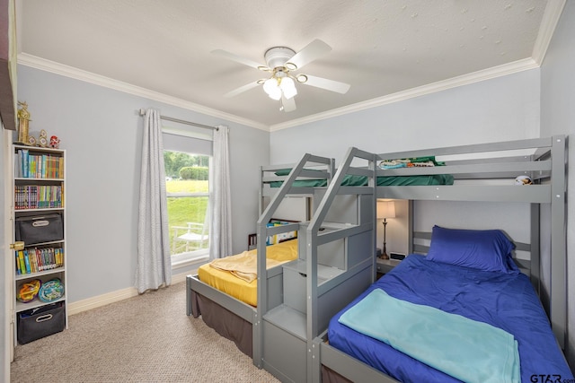 312 Savannah Dr, Tyler, TX 75703 - carpeted bedroom with ornamental molding and a ceiling fan